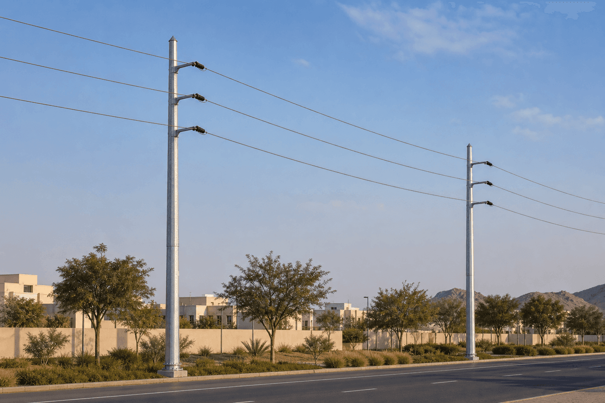 15m 10kV Octagonal Urban Distribution Pole - Steel Monopole for Scenic City Feeders