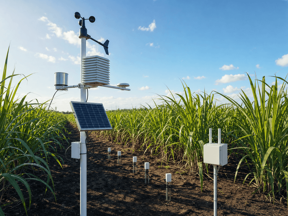 Sugarcane Plantation 200ha Smart Agriculture IoT Monitoring System - LoRaWAN Weather, Soil and Pest Control