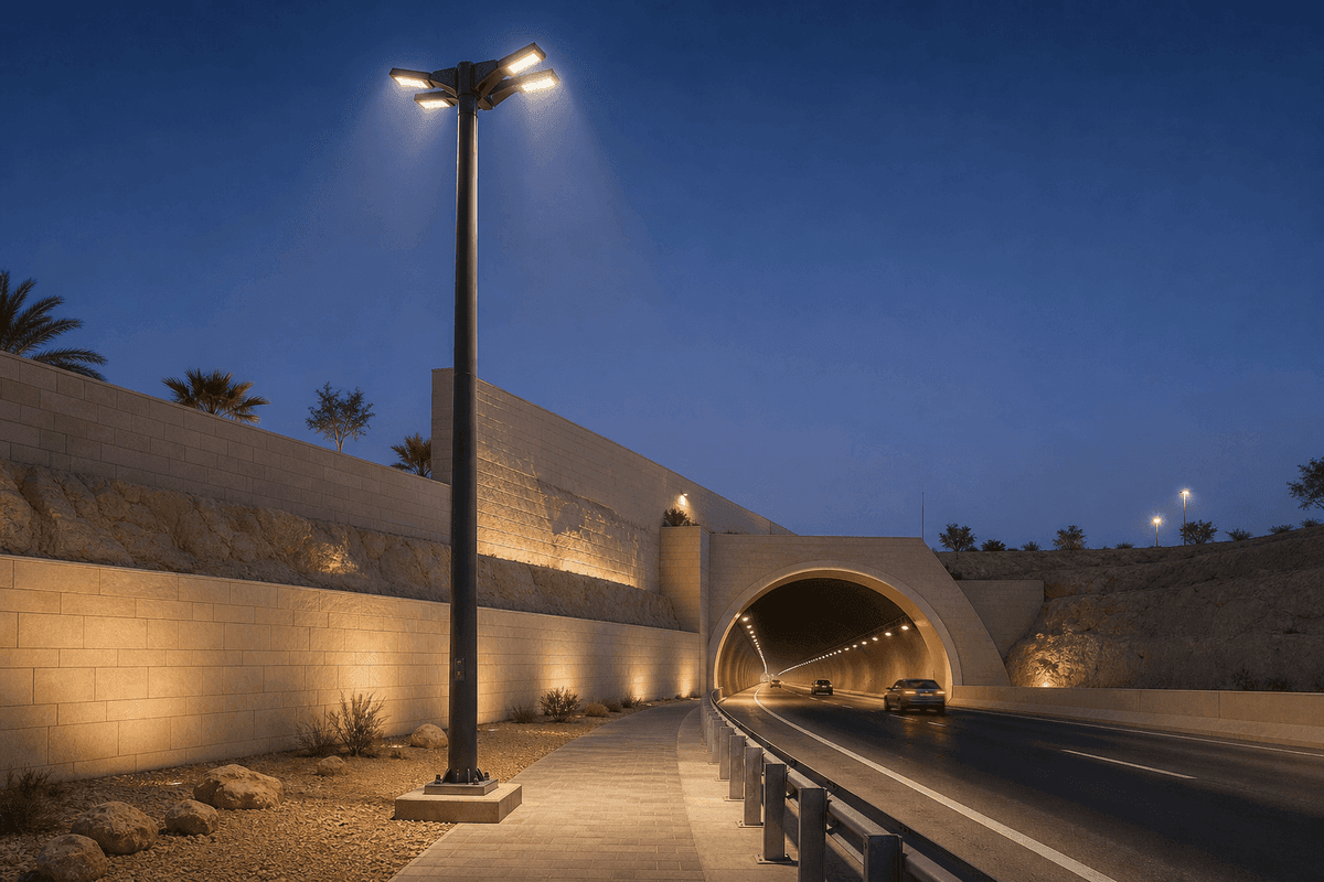 10m Tunnel Entrance Smart Pole - 200W LED 4-in-1