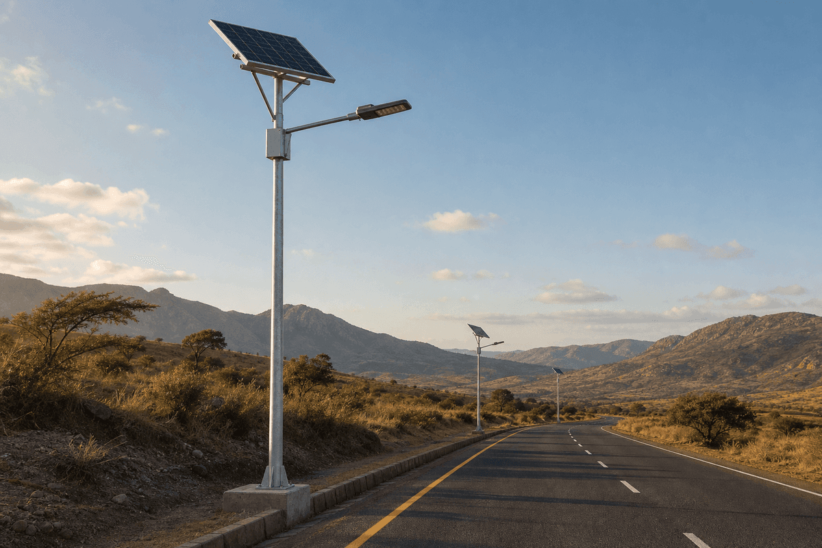 10m Highway Split 100W High-Wind Solar Streetlight - 150km/h Wind Resistance