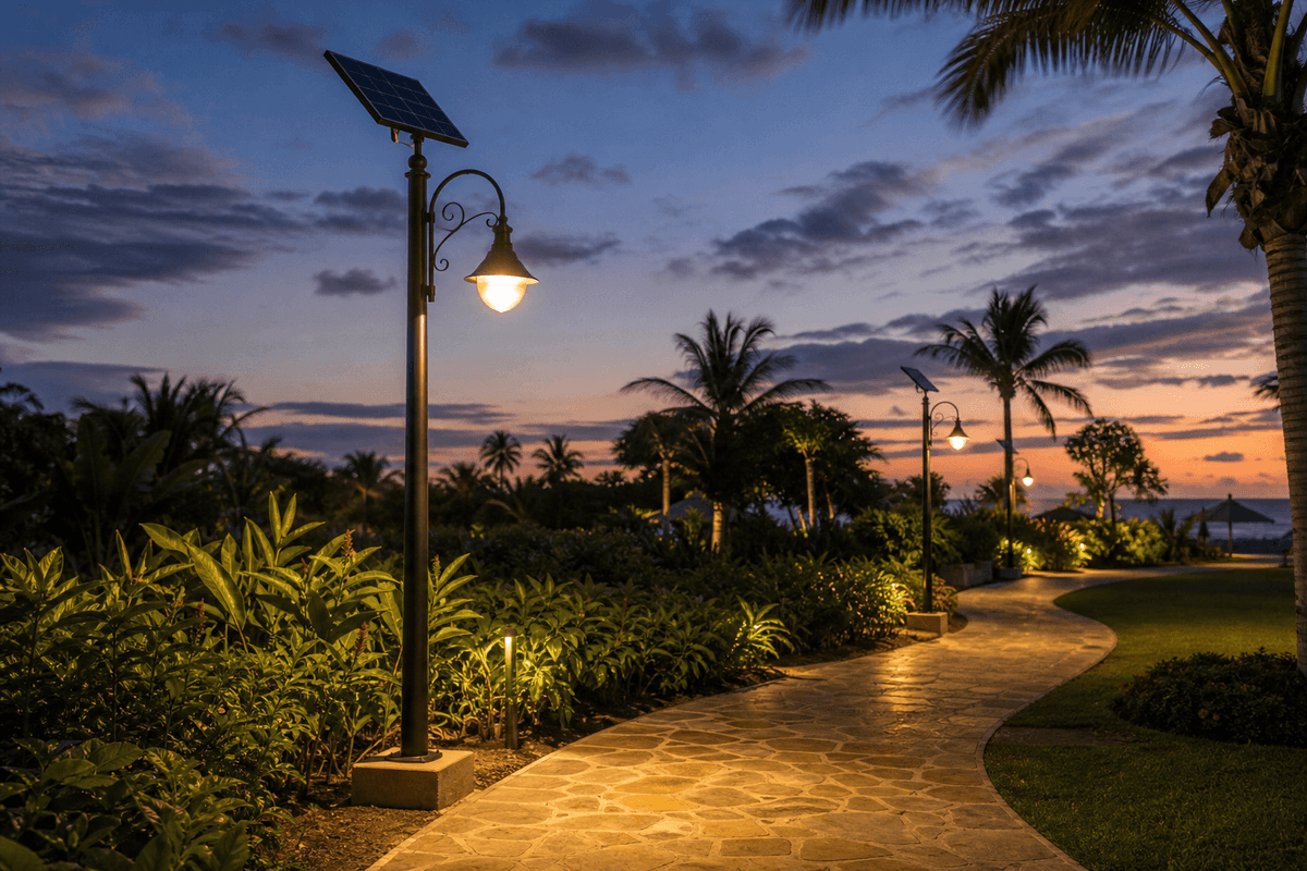 3.5m Tropical Resort Garden Light 20W - 5-Day Solar Autonomy