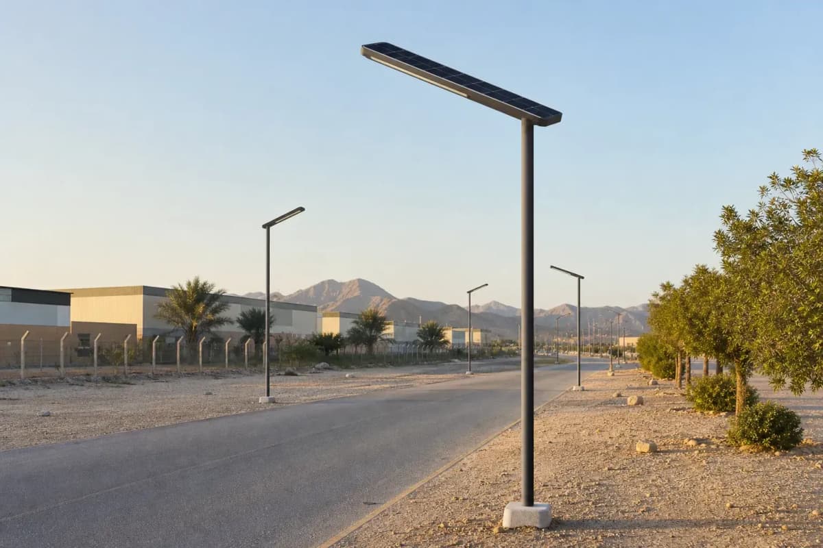 4.7m All-in-One Solar Streetlight 34W - Desert-Ready FRP System