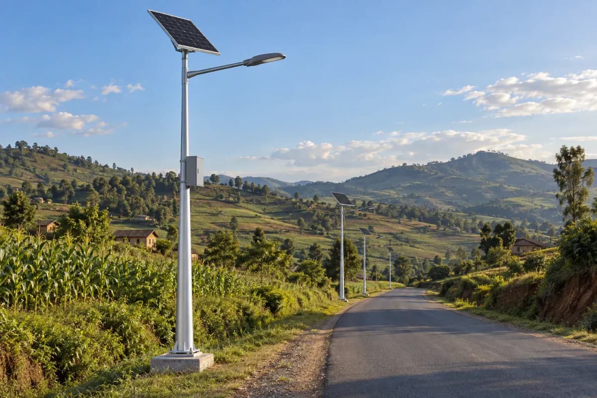 10.4m Split Solar Streetlight 164W - Highland LFP System