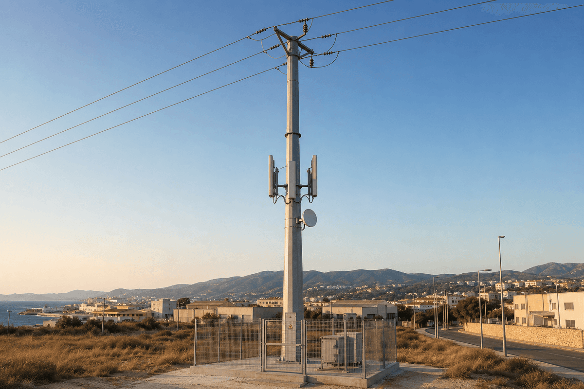 18m Joint-Use Utility Pole Power+Telecom - Steel Octagonal Shared Infrastructure