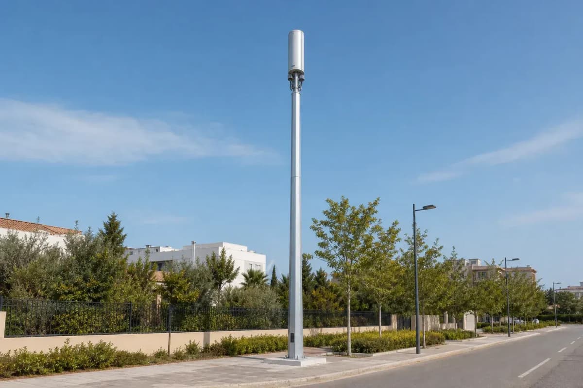 8m Small Cell Pole 5G Urban Slip-Joint - 37 m/s Steel Octagonal Telecom Pole