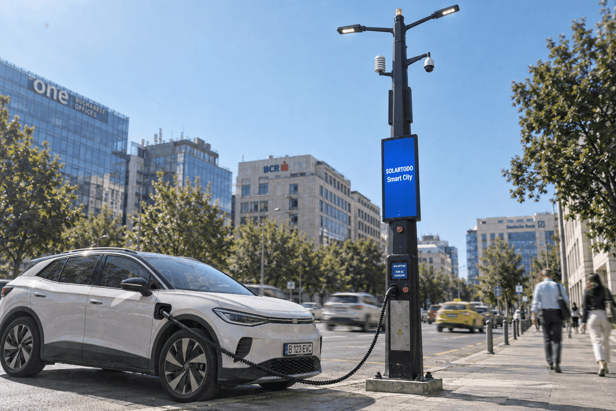 Bucharest Curbside EV Charging and Old-Street Integration: Smart Streetlight Technical Fit for a 52-Unit 10m Configuration