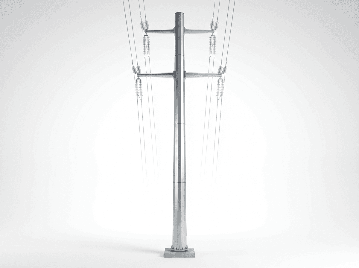 25m 66kV Octagonal Double Circuit Pole Slip-Joint - Urban Distribution Steel Monopole
