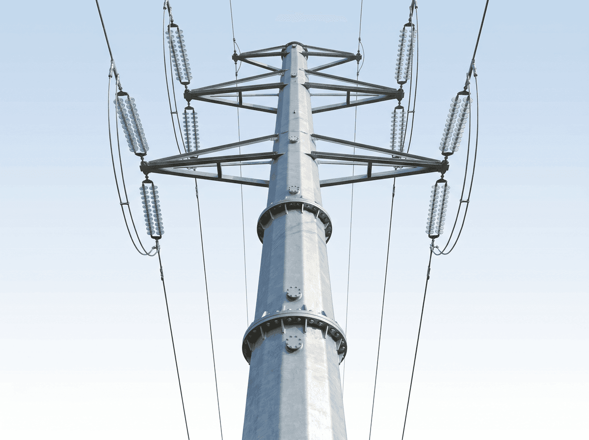 30m 110kV Tapered Monopole Transmission Flanged - Urban Single-Circuit Steel Pole