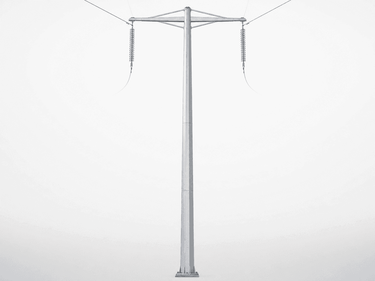 40m 220kV Dodecagonal Transmission Pole Slip-Joint - Double-Circuit Steel Monopole
