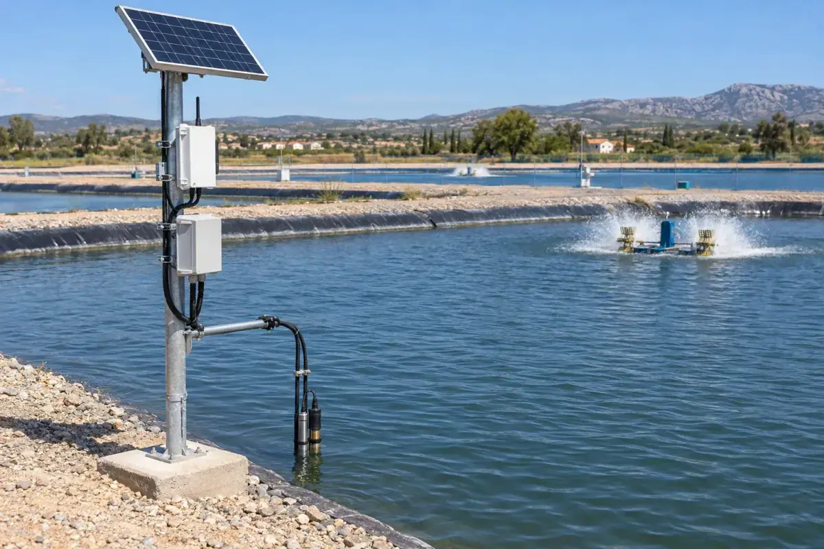 Aquaculture Fish Farm 9ha - Solar IoT Water Quality Monitoring deployed in an international application environment