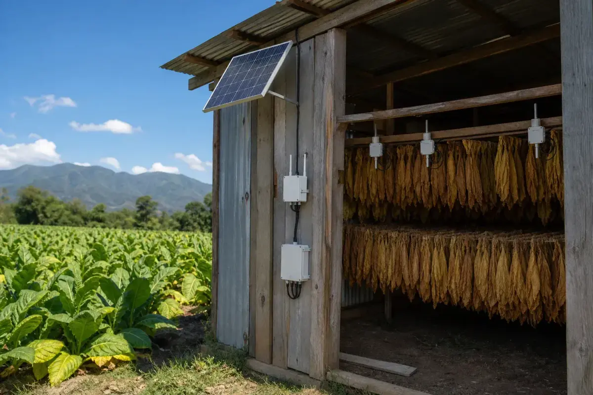 Tobacco Curing Barn Monitoring 4ha - 10-Sensor NB-IoT Solar Storage Control deployed in an international application environment