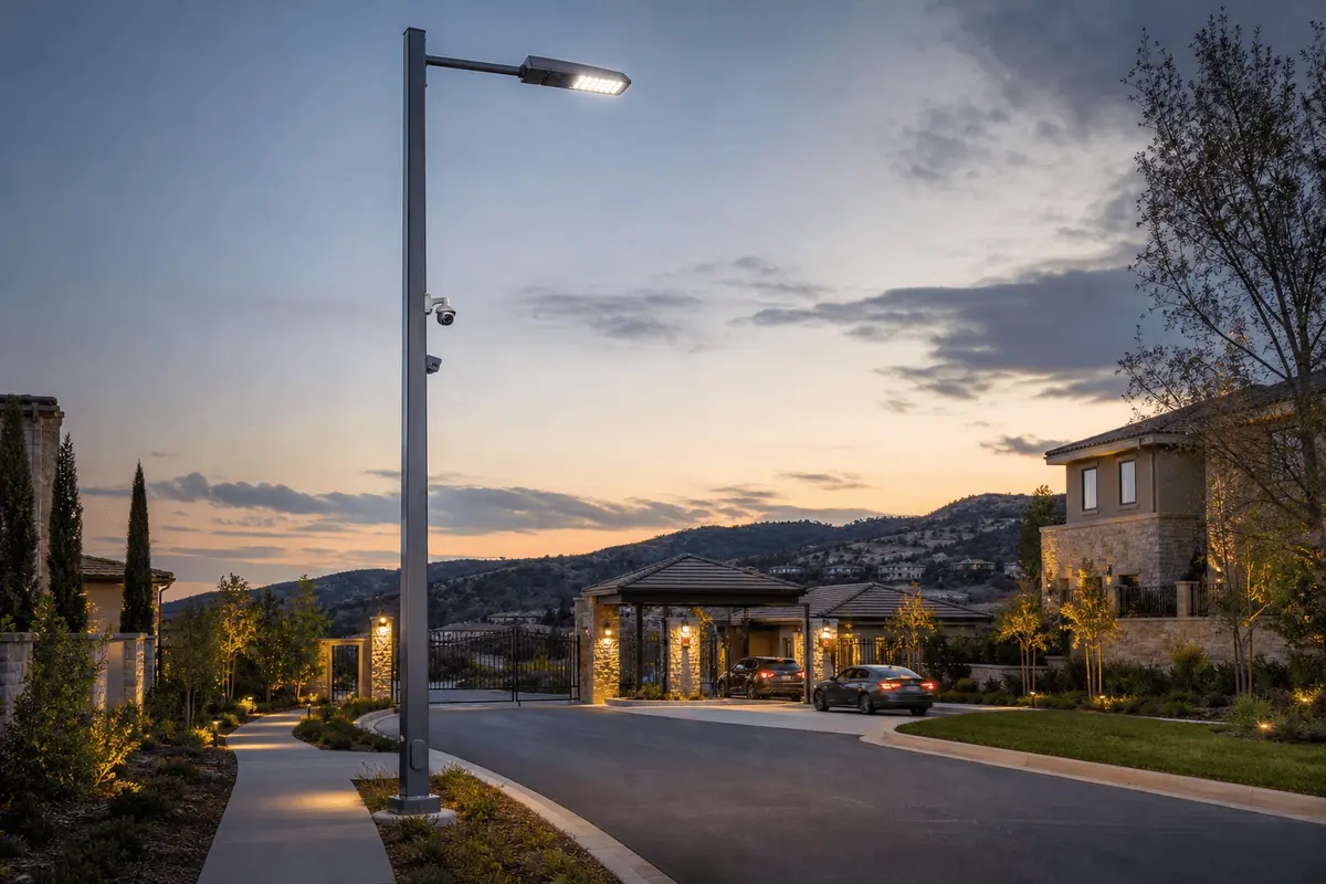 10m Community Entrance Security+Face Recognition - 120W Smart Streetlight deployed in an international application environment