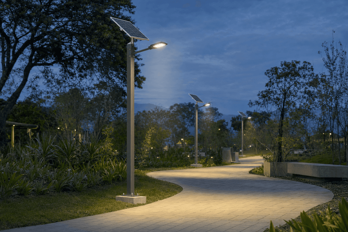 3.5m Park Pathway Garden Light 20W - LFP Solar Street Light deployed in an international application environment