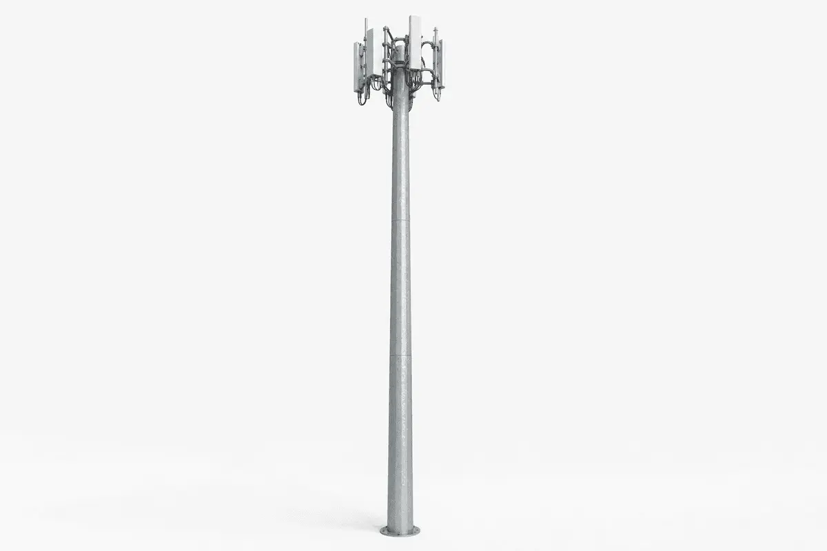 35m Monopole Urban Multi-Carrier 5G Slip-Joint - 3-Platform Steel Tower deployed in an international application environment