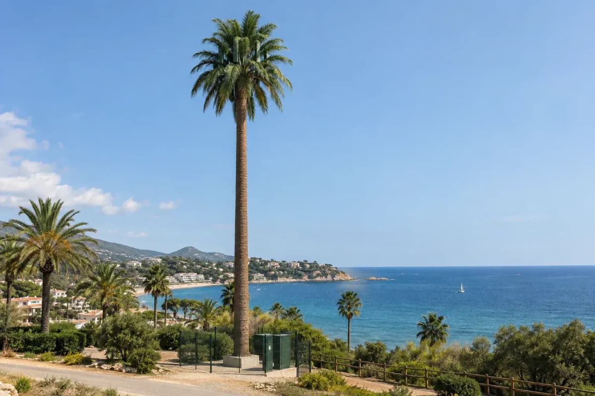 27m Monopalm Coastal Tourism Flanged - 41 m/s Stealth Telecom Tower deployed in an international application environment