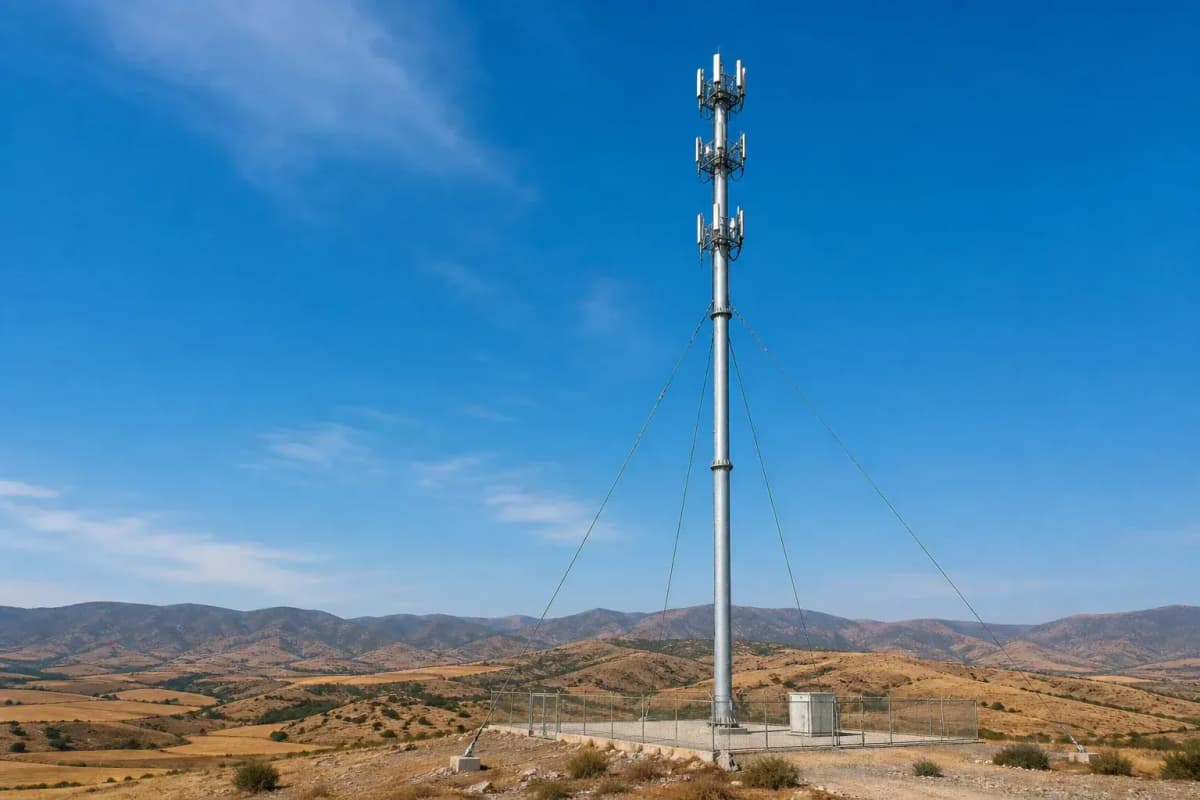 60m Guyed Tower Rural Wide Coverage Flanged - 47 m/s Steel Tube Mast deployed in an international application environment