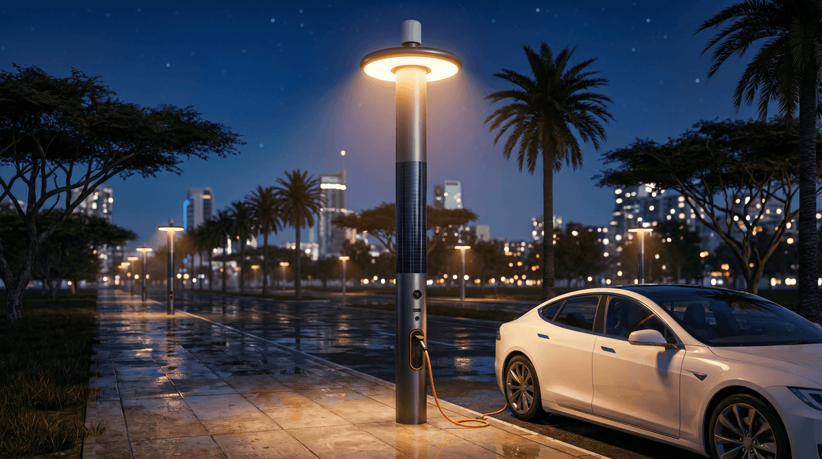 225-Unit Smart Streetlight Deployment in Addis Ababa, Ethiopia Featuring 11m Seamless Round Poles and 7kW×2 EV Charging