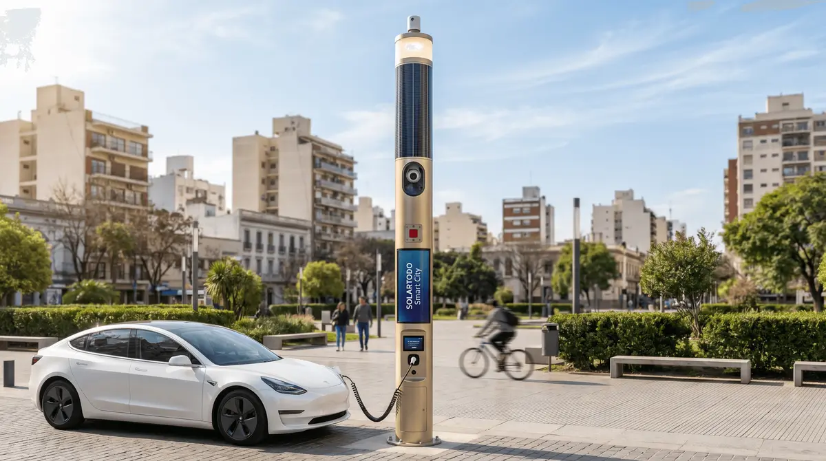 189-Unit Smart Streetlight Deployment in Córdoba, Argentina with 9m Flush Cylindrical Poles and Embedded 7kW EV Charging