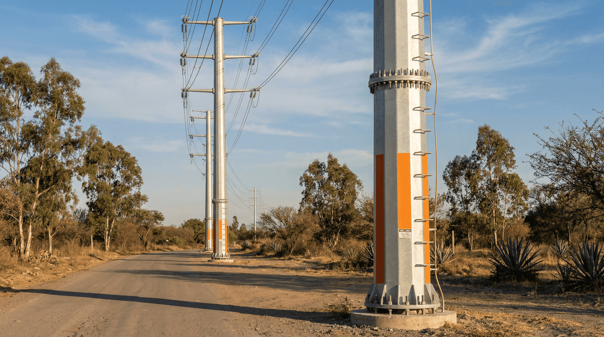 166-Unit 110kV Double-Circuit Power Transmission Tower Project in Guadalajara: 30m Tapered Steel Monopoles