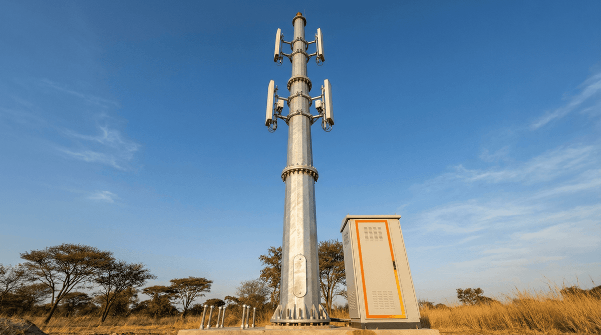 58-Unit Telecom Tower Deployment in Lusaka: SOLAR TODO Steel Monopole Towers for High-Corrosion, 40 m/s Wind