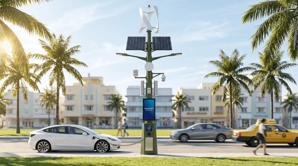 141-Unit Smart Streetlight Deployment in San Salvador, El Salvador Featuring 11m Hybrid Poles with Integrated 7kW EV Charging