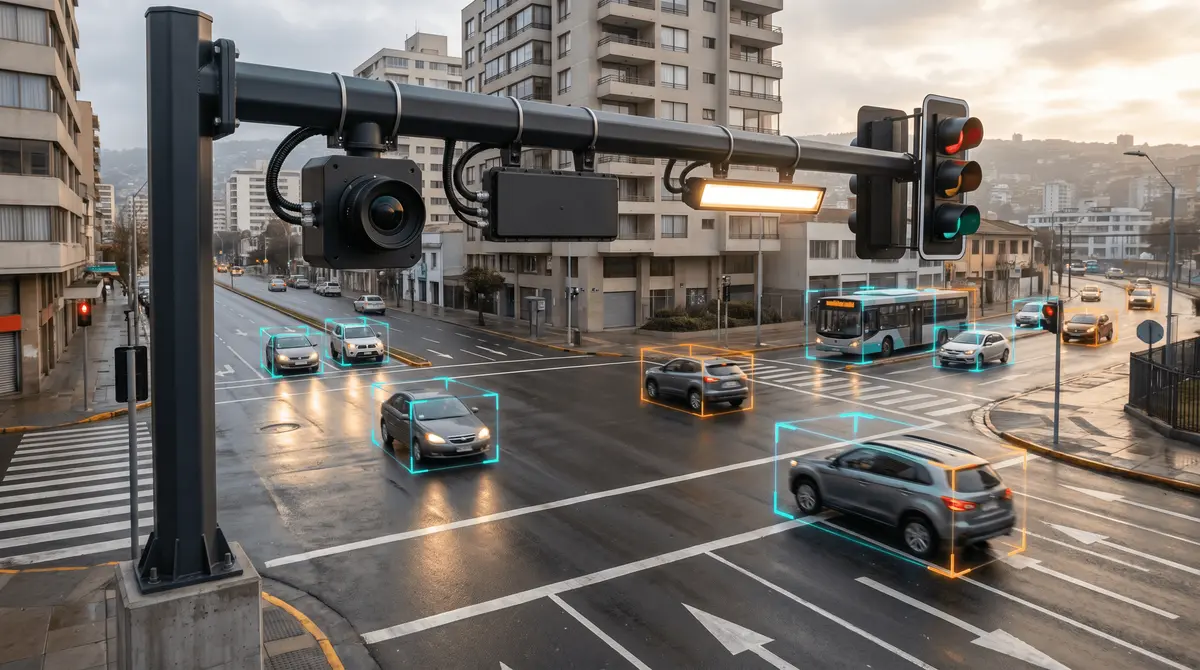 27-Intersection Smart Traffic System Deployment in Valparaíso, Chile Featuring 6m 4-in-1 AI Traffic Poles